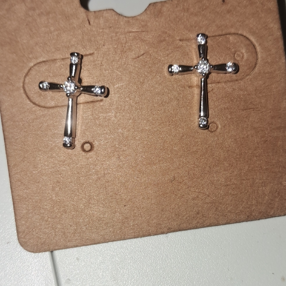 Elegant Silver Cross Earrings